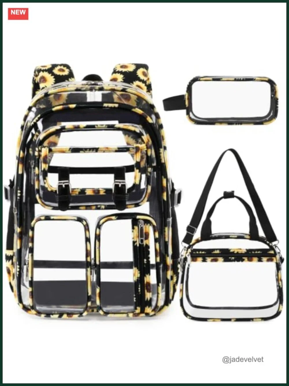 Clear Backpack Set with Lunch Bag and Pencil Case for Stadium Events